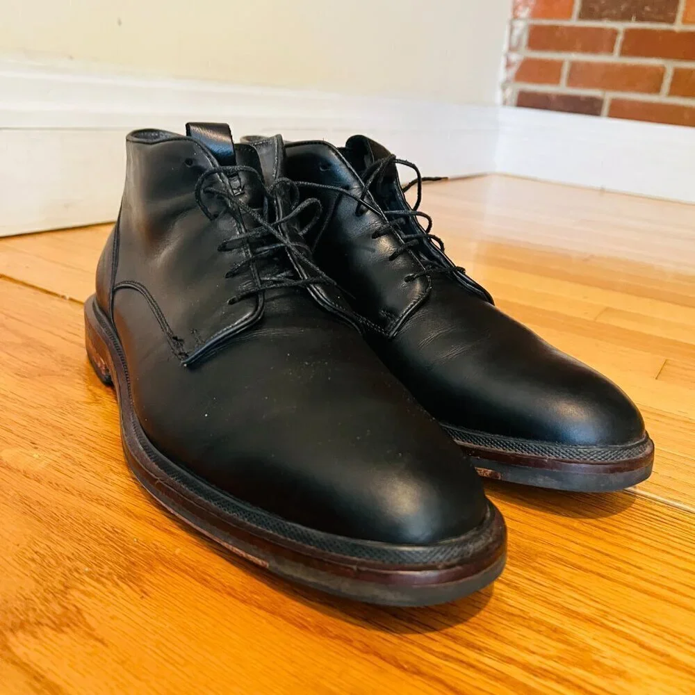 COLE‎ HAAN Grand Boot Black Leather Size 10.5 M Mens Ankle Lace Up Chukka Boots